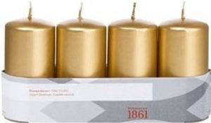 Trend Candles 4x Gouden cilinderkaars stompkaars 5 x 10 cm 18 branduren Geurloze goudkleurige kaarsen Woondecoraties Stompkaarsen