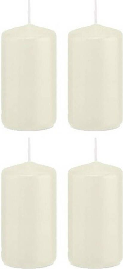 Trend Candles 4x Kaarsen ivoorwit 5 x 10 cm 23 branduren sfeerkaarsen Stompkaarsen