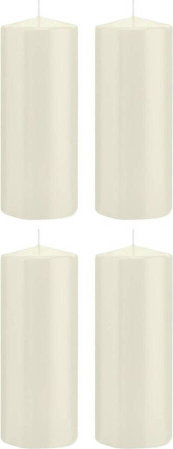 Trend Candles 4x Kaarsen ivoorwit 8 x 20 cm 119 branduren sfeerkaarsen Stompkaarsen
