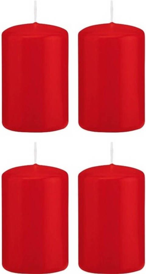 Trend Candles 4x Kaarsen rood 5 x 8 cm 18 branduren sfeerkaarsen Stompkaarsen