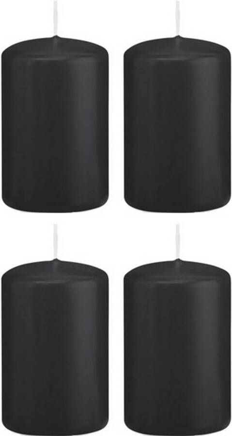 Trend Candles 4x Kaarsen zwart 5 x 8 cm 18 branduren sfeerkaarsen Stompkaarsen
