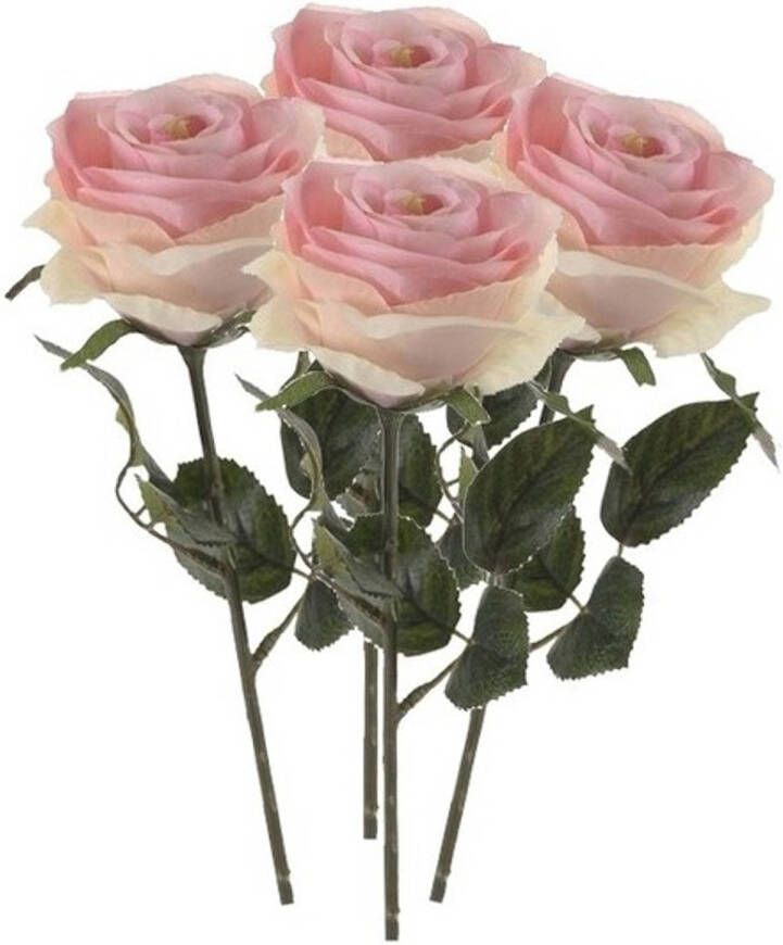 Shoppartners 4x Licht roze rozen Simone kunstbloemen 45 cm Kunstbloemen