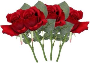 Shoppartners 4x Rode rozen kunstbloemen 30 cm Kunstbloemen