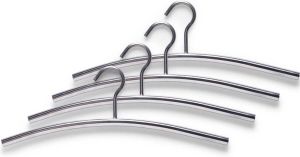 Shoppartners 4x Zilveren Rvs Kapstok garderobe Jassen Hangers 44 Cm Kledinghangers