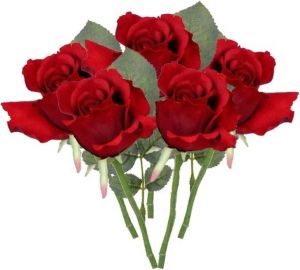 Shoppartners 5 x Rode roos steelbloem 30 cm Kunstbloemen