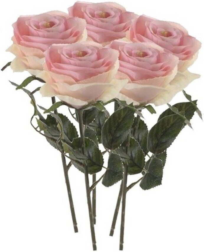 Shoppartners 5x Licht roze rozen Simone kunstbloemen 45 cm Kunstbloemen