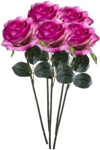 Shoppartners 5x Paars roze rozen Simone kunstbloemen 45 cm Kunstbloemen