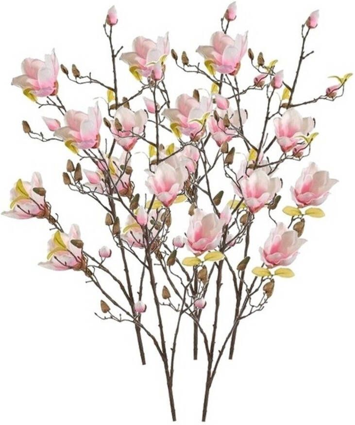 Shoppartners 5x Roze kunst Magnolia tak 105 cm Kunstbloemen