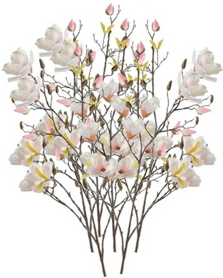 Shoppartners 6x Creme kunst Magnolia tak 105 cm Kunstbloemen
