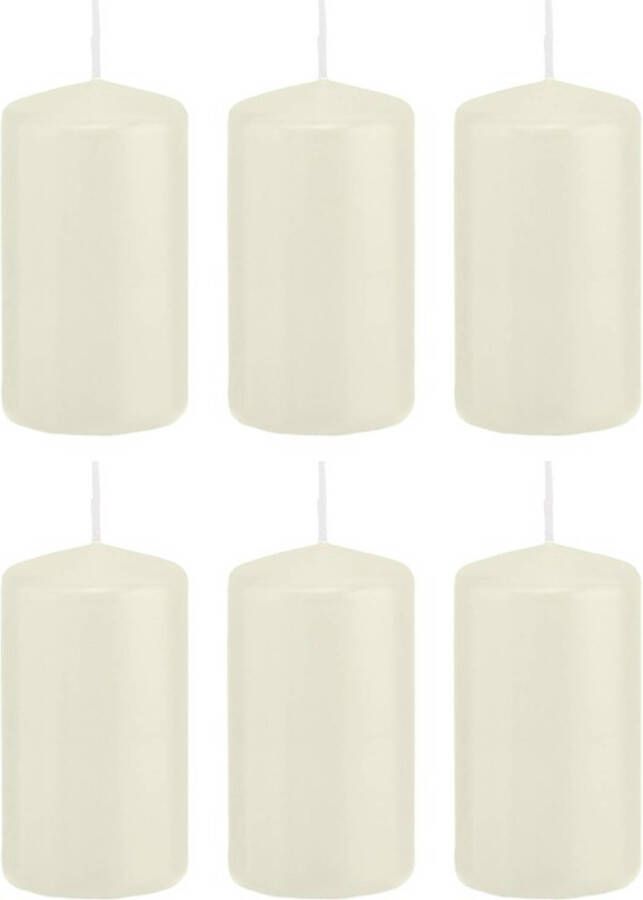 Trend Candles 6x Kaarsen ivoorwit 6 x 12 cm 40 branduren sfeerkaarsen Stompkaarsen