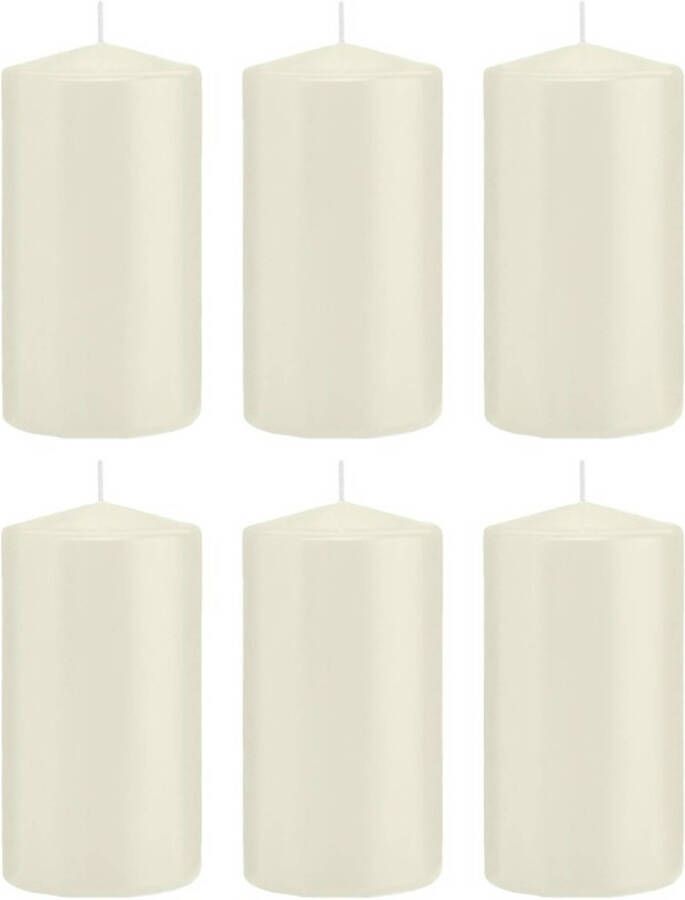 Trend Candles 6x Kaarsen ivoorwit 8 x 15 cm 69 branduren sfeerkaarsen Stompkaarsen