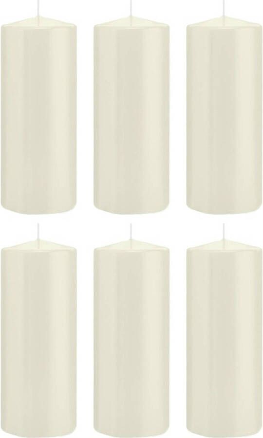 Trend Candles 6x Kaarsen ivoorwit 8 x 20 cm 119 branduren sfeerkaarsen Stompkaarsen