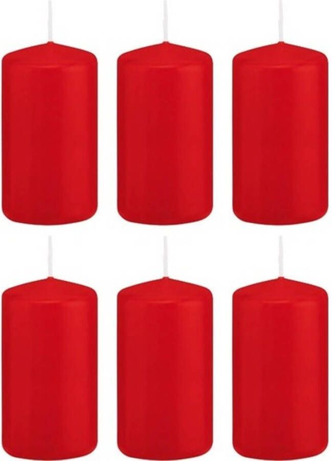 Trend Candles 6x Kaarsen rood 5 x 10 cm 23 branduren sfeerkaarsen Stompkaarsen