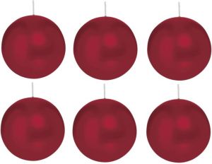 Trend Candles 6x Ronde kaarsen bordeauxrood 8 cm 25 branduren sfeerkaarsen bolkaarsen
