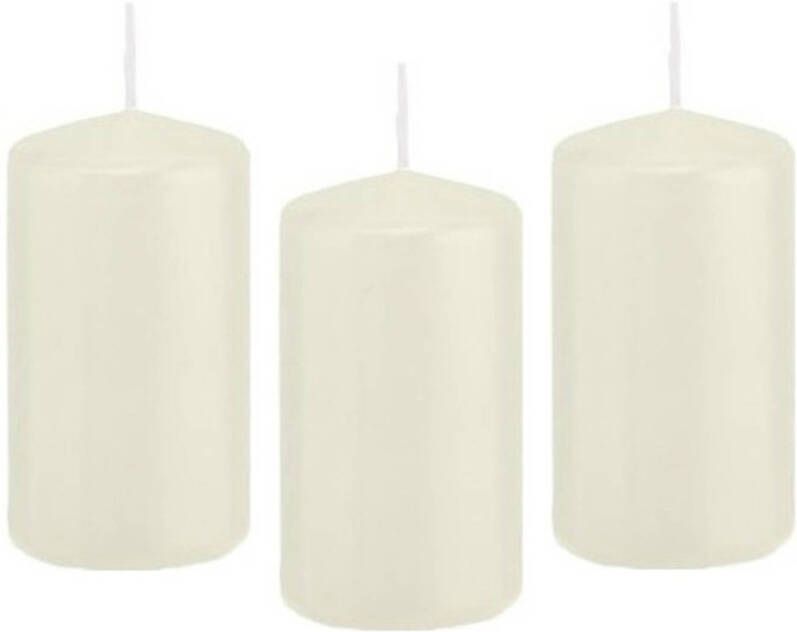 Trend Candles 8x Ivoorwitte cilinderkaars stompkaars 5 x 10 cm 23 branduren Geurloze kaarsen Woondecoraties Stompkaarsen