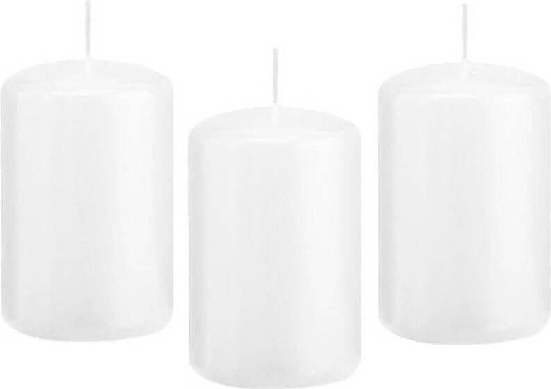 Trend Candles 8x stuks witte cilinderkaars stompkaars 5 x 8 cm 18 branduren Geurloze kaarsen Stompkaarsen