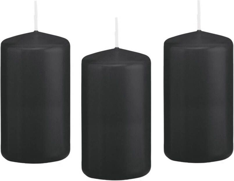 Trend Candles 8x Kaarsen zwart 6 x 12 cm 40 branduren sfeerkaarsen Stompkaarsen