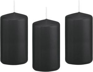 Shoppartners 8x Kaarsen zwart 6 x 12 cm 40 branduren sfeerkaarsen Stompkaarsen