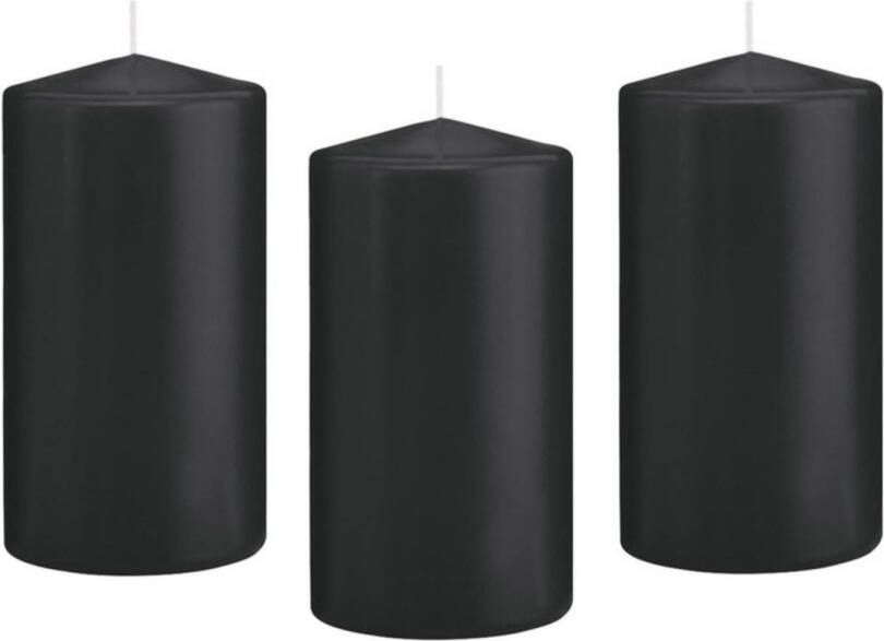 Trend Candles 8x Kaarsen zwart 8 x 15 cm 69 branduren sfeerkaarsen Stompkaarsen
