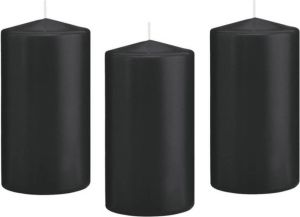 Shoppartners 8x Kaarsen zwart 8 x 15 cm 69 branduren sfeerkaarsen Stompkaarsen