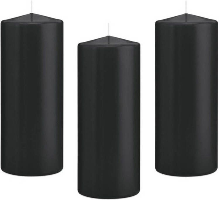 Trend Candles 8x Kaarsen zwart 8 x 20 cm 119 branduren sfeerkaarsen Stompkaarsen