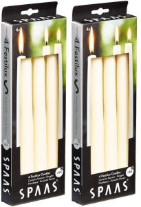 Candles by Spaas 8x Ivoorwitte dinerkaarsen 25 cm 8 branduren Geurloze kaarsen Dinerkaarsen tafelkaarsen kandelaarkaarsen Dinerkaarsen