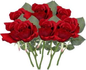 Shoppartners 8x Rode rozen kunstbloemen 30 cm Kunstbloemen