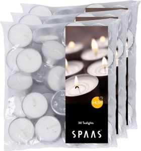 Candles by Spaas 90x Theelichten wit 4 5 branduren in zak geurkaarsen