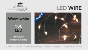Anna's Collection Draadverlichting lichtsnoer met 100 lampjes warm wit op batterij 500 cm Lichtdraden lichtsnoeren kerstverlichting Lichtsnoeren