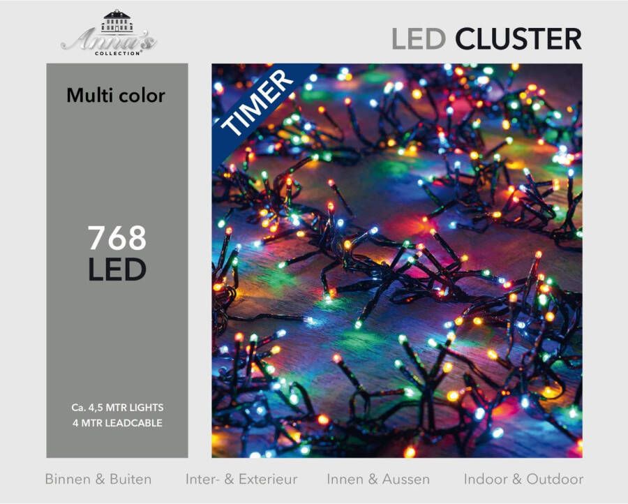 Shoppartners Cluster lights 768 lampjes 4 5m LED multi 4m aanloopsnoer zwart bibui Transformator Cluster lights CoenBakker