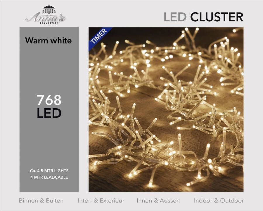 Hermie Cluster lights 768 lampjes 4 5m LED warm wit 4m aanloopsnoer transparant bibui Transformator Cluster lights CoenBakker