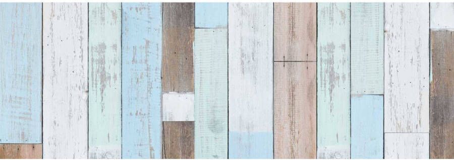 Shoppartners Decoratie plakfolie houten planken look blauw bruin 45 cm x 2 meter zelfklevend Decoratiefolie Meubelfolie