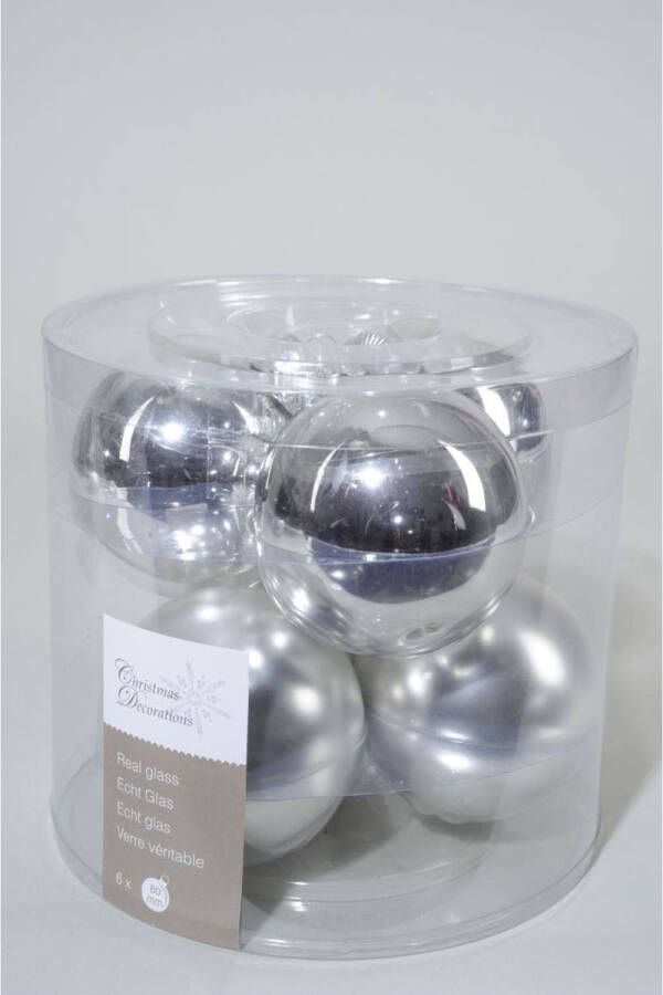 Shoppartners Decoris Kerstballen glas 8cm zilver