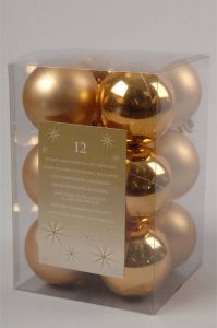 Shoppartners Decoris Kerstballen kunststof goud 6cm 12st