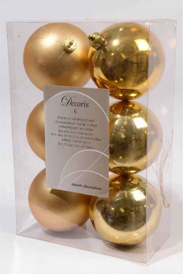 Shoppartners Decoris Kerstballen kunststof goud 8cm 6st