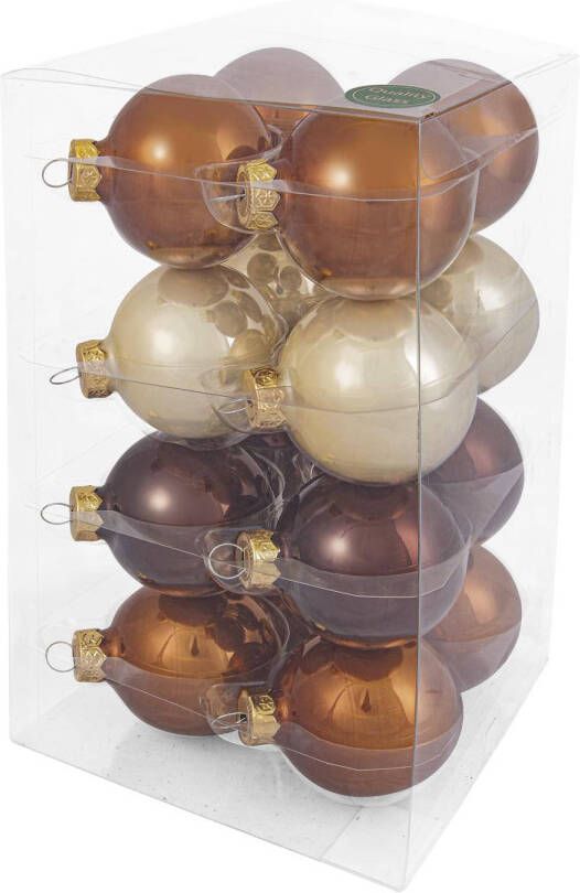 Shoppartners Decosy Glas Kerstballen (8cm) Box 16 Stuks Opal Natural Combi