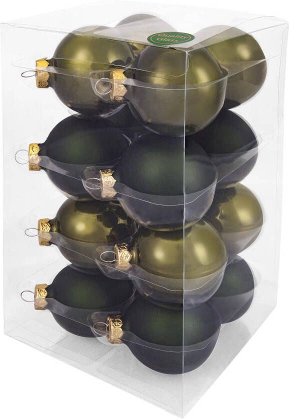 Shoppartners Decosy Glas Kerstballen (8cm) Box 16 Stuks Pine Green