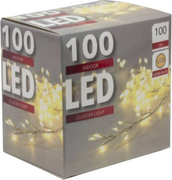 Shoppartners Draad cluster 100 lamps warm LED 1 meter excl. batterijen