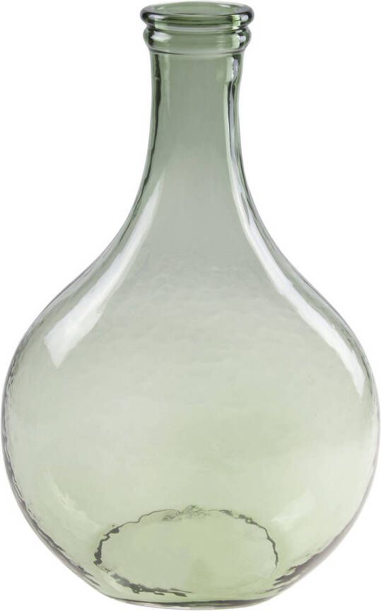 Cosy @ Home Fles bloemenvaas vazen van glas in het groen H34 x D21.5 11 cm Vazen
