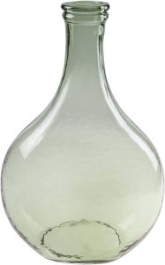 Cosy @ Home Fles model bloemenvaas vazen van glas in het groen met Hoogte 34 cm en diameter 21.5 11 cm Bloemen boeketten Vazen