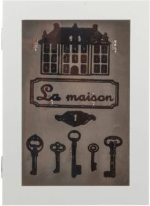 Items Houten sleutelkast sleutelkluis wit La Maison 23 x 32 cm Sleutels opbergen Sleutelkastjes