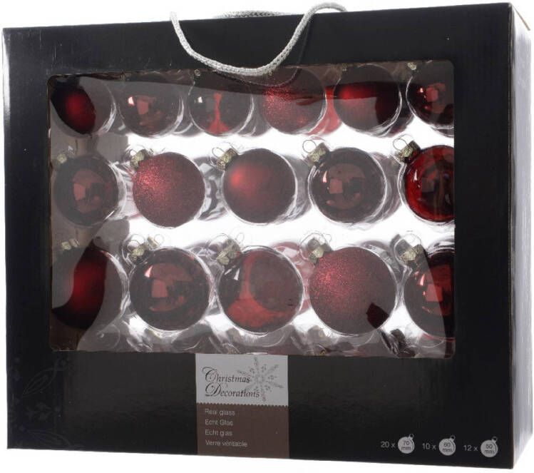 Shoppartners Kerstbal glas gl-mt-glit-tr assorted ossenbloed