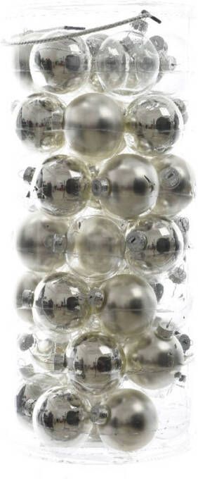 Shoppartners Kerstbal glas glans-mat-transparant 60mm zilver KSD