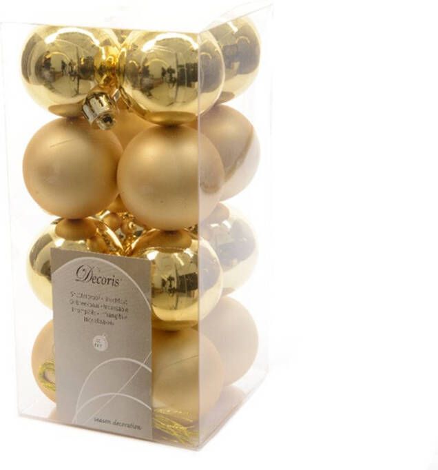 Shoppartners Kerstbal plastic glans-mat 40mm licht goud