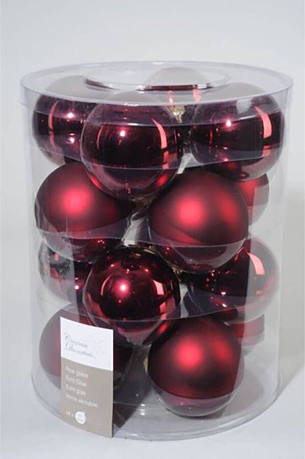 Shoppartners Kerstballen glas ossenbloed 80mm 6stuks kerstartikelen