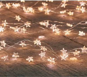 Anna's Collection Kerstverlichting cascadelichtjes met timer 40 lampjes sterretjes warm wit Voor binnen gebruik Lichtsnoeren