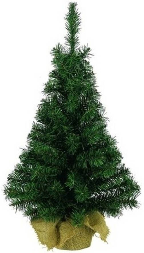 Shoppartners Kunst kerstboom groen in jute zak 45 cm tafel kerstbomen