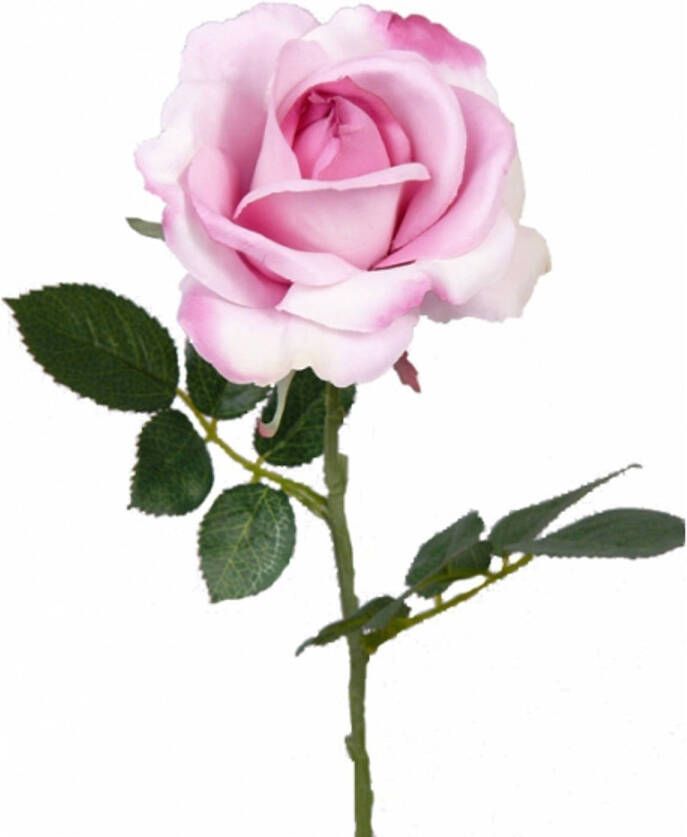 Merkloos Kunstbloemen boeketten maken Kunstbloem roos Carol roze 37 cm Kunstbloemen