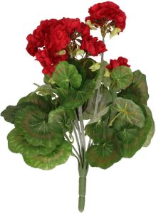 Emerald Kunstbloemen kunstplant rode Geranium 35 cm met 5 bloem series Kunstbloemen