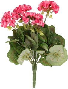 Emerald Kunstbloemen kunstplant roze Geranium 35 cm met 5 bloem series Kunstplanten